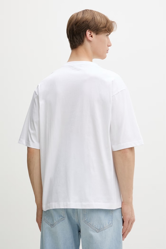 Odzież Filling Pieces T-shirt bawełniany Boxy Embroidered 74413791901 biały