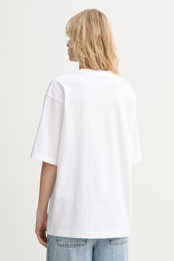 Filling Pieces tricou din bumbac Boxy Embroidered 74413791901 alb