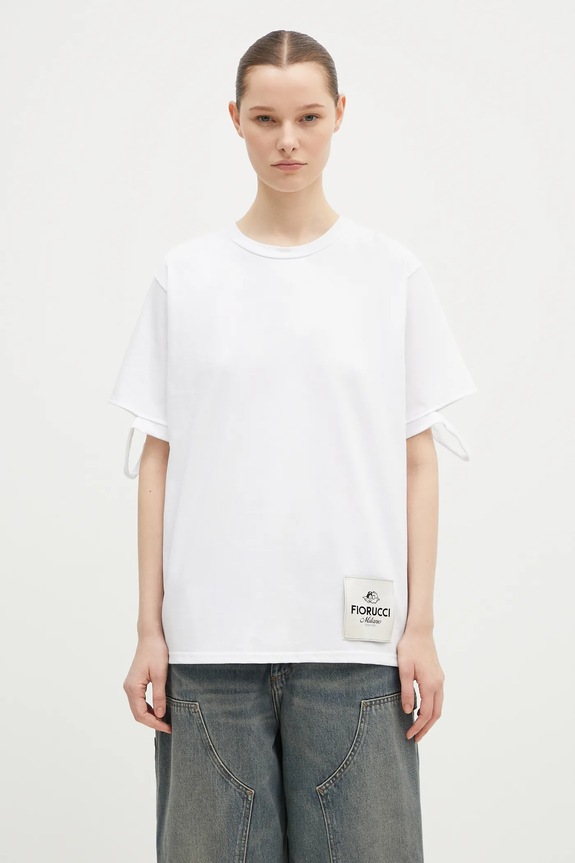 Βαμβακερό μπλουζάκι Fiorucci Distressed κανονικό λευκό M01FMTSH101CJ01WH06