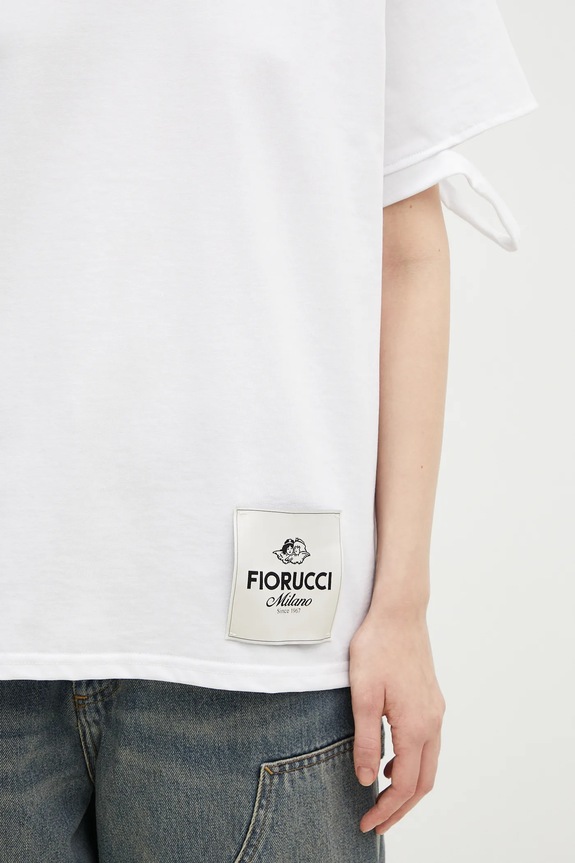 Βαμβακερό μπλουζάκι Fiorucci Distressed λευκό M01FMTSH101CJ01WH06