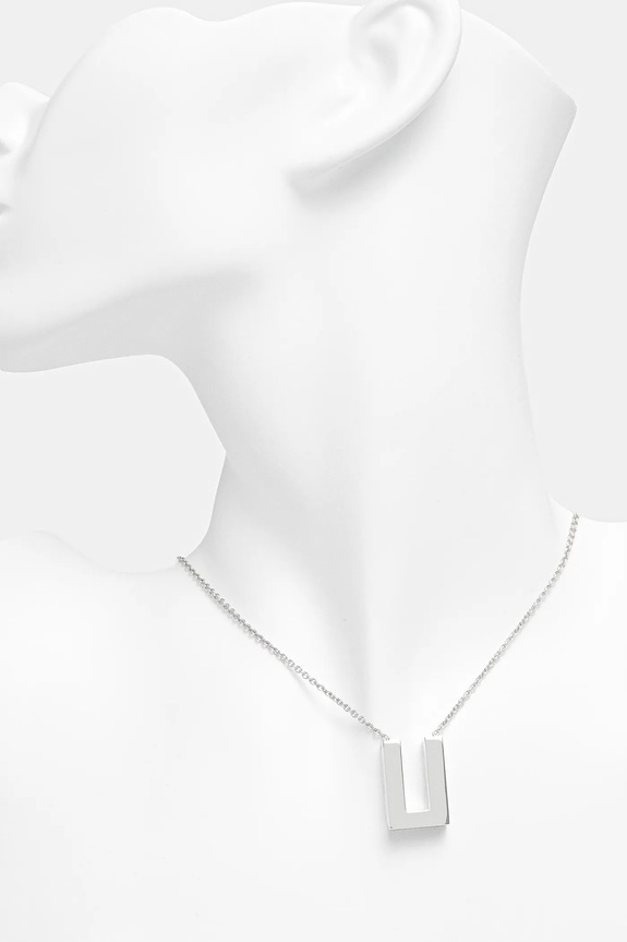 Accesorii Tom Wood colier de argint Square Pendant 101427 argintiu
