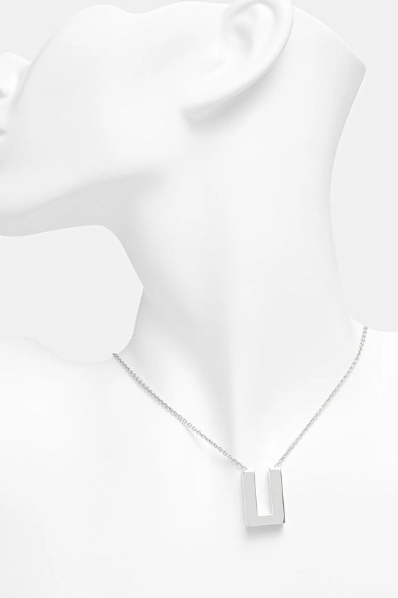 Accesorii Tom Wood colier de argint Square Pendant 101427 argintiu