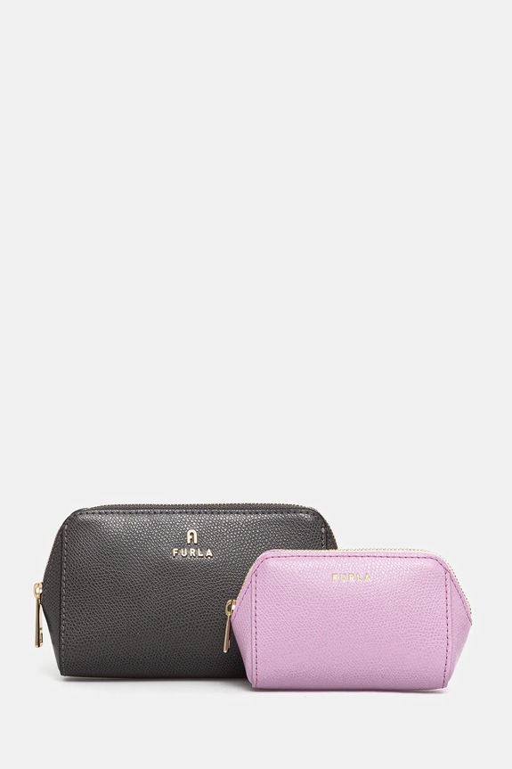 Furla astuccio per trucchi in pelle pacco da 2 grigio WE00453.ARE000.4313S