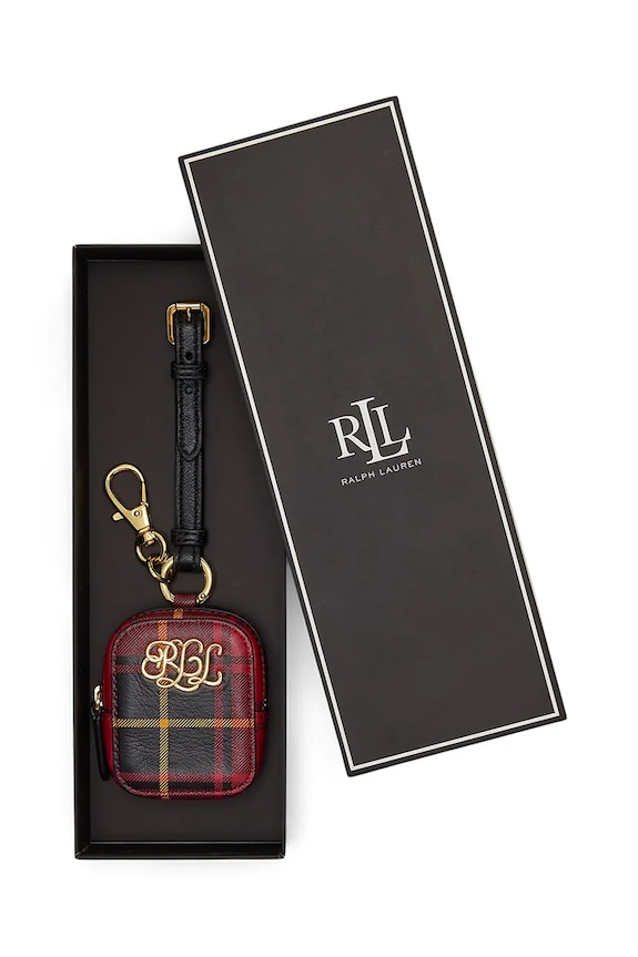 Kožená kľúčenka Lauren Ralph Lauren čierna 432981194