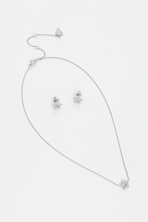 Ogrlica in uhani Guess ICONIQUE Darilna škatla srebrna JUBS05.117JW