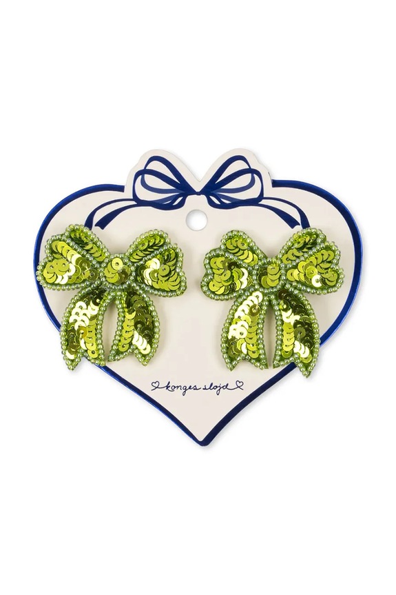 Konges Sløjd spinki do włosów dziecięce 2 PACK SEQUIN BOW HAIR CLIP 2-pack zielony KS104183.9BYA