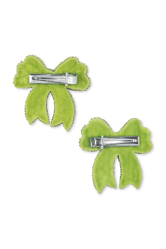 Dziewczynka Konges Sløjd spinki do włosów dziecięce 2 PACK SEQUIN BOW HAIR CLIP 2-pack KS104183.9BYA zielony