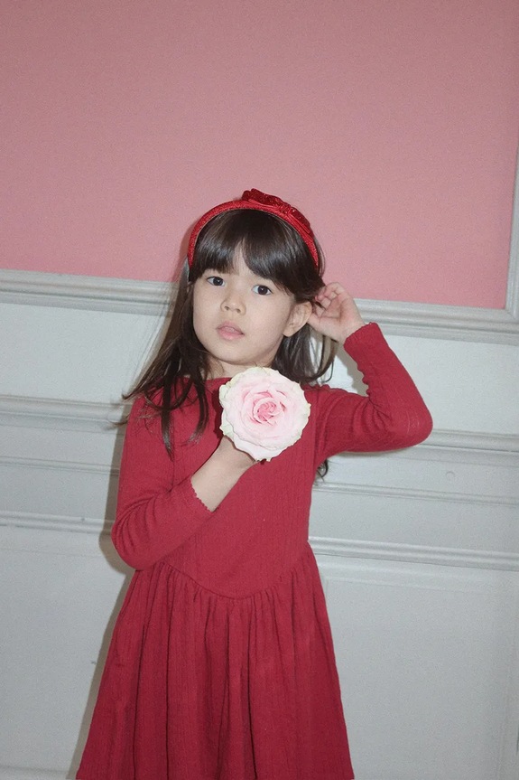 Konges Sløjd opaska do włosów dziecięca VELVET BOW HAIRBRACE KS104462.9BYA czerwony