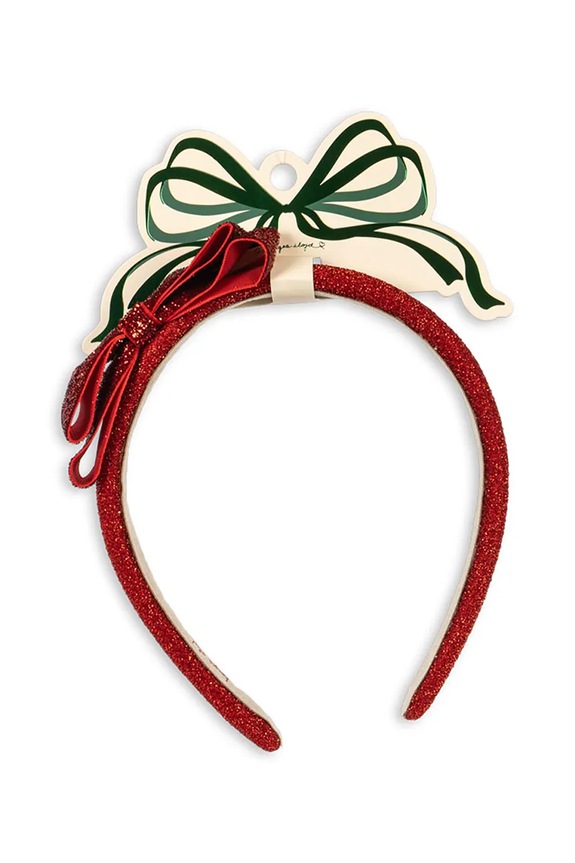 Konges Sløjd opaska do włosów dziecięca VELVET BOW HAIRBRACE czerwony KS104462.9BYA
