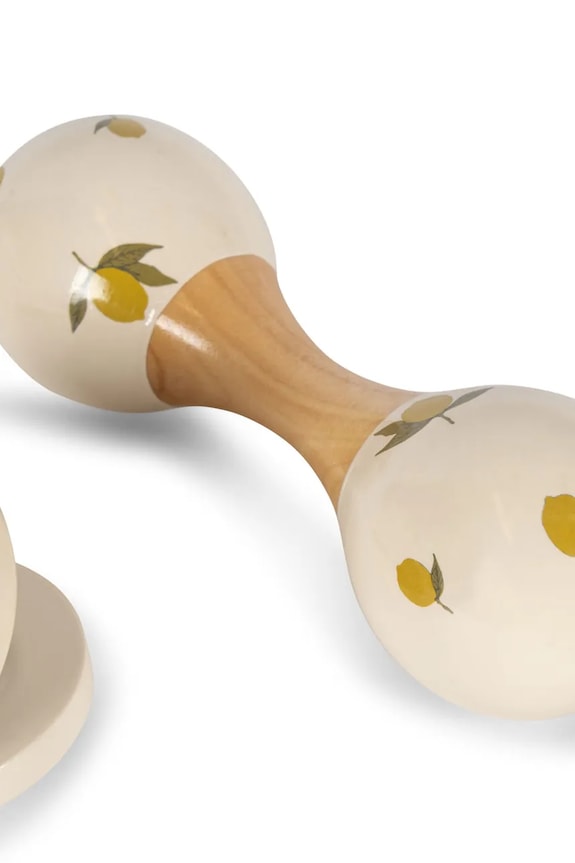 Konges Sløjd giocatolo in legno neonati MUSIC SET PETIT LEMON GLOSSY FSC pacco da 3 beige KS103931.9BYA