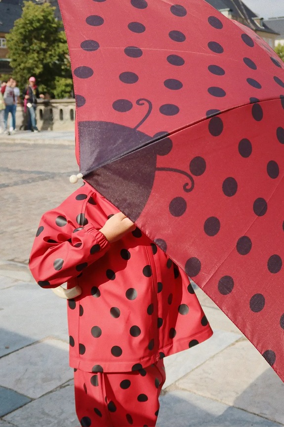 Detský dáždnik Konges Sløjd LADY DOT UMBRELLA červená KS103493.9BYA