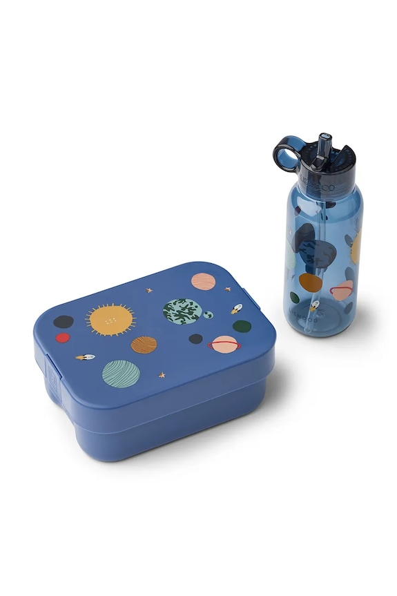 Liewood zestaw dziecięcy lunchbox i butelka Chelsey Printed Lunchbox Set LW20131.9BYA niebieski AW25