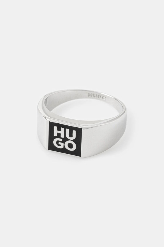 HUGO pierścionek E-STACKEDLOGO2-RIN Gift Box czarny 50544511
