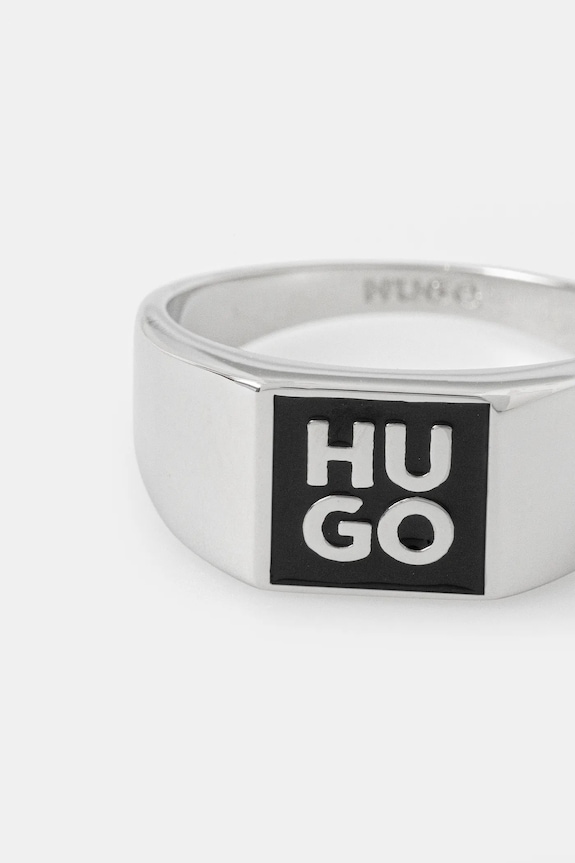 HUGO pierścionek E-STACKEDLOGO2-RIN 50544511 czarny AW25