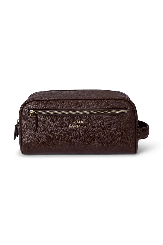 Polo Ralph Lauren kosmetyczka skórzana brązowy 405966737