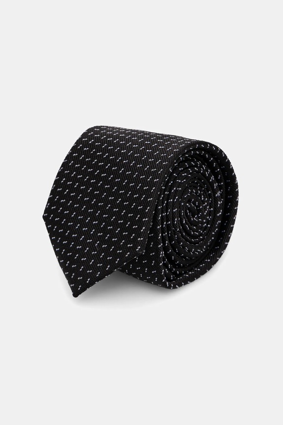 Γραβάτα με μετάξι Calvin Klein λεπτό μοτίβο μαύρο CK2111E004