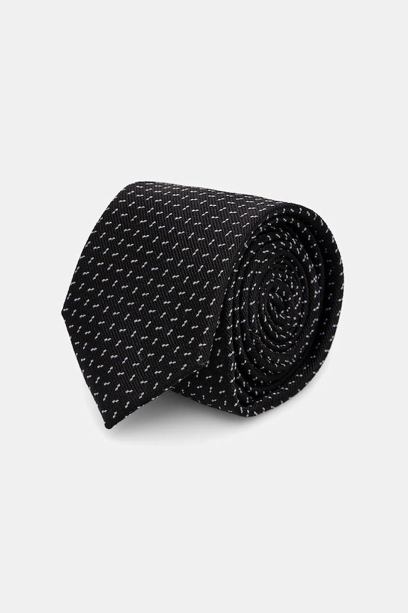 Γραβάτα με μετάξι Calvin Klein λεπτό μοτίβο μαύρο CK2111E004