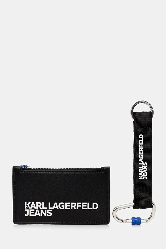 Πορτοφόλι και μπρελόκ Karl Lagerfeld Jeans απομίμηση λείου δέρματος μαύρο A4M32065