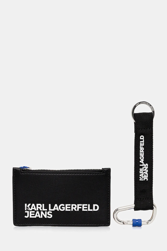 Πορτοφόλι και μπρελόκ Karl Lagerfeld Jeans απομίμηση λείου δέρματος μαύρο A4M32065