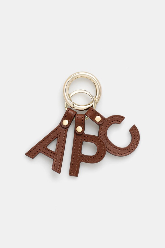 Kožni privjesak A.P.C. porte-cles lettres smeđa PXAWV.F63656