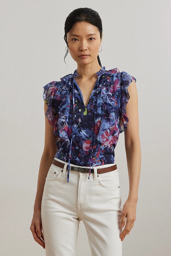 Lauren Ralph Lauren camicetta regolare blu 200970718