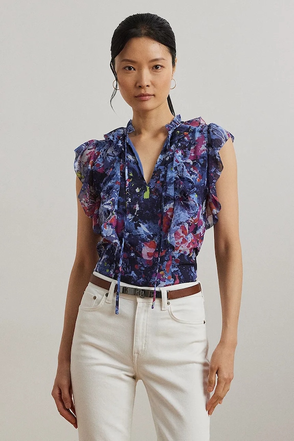 Lauren Ralph Lauren camicetta regolare blu 200970718