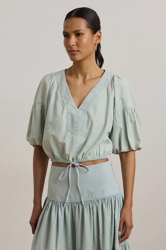 Βαμβακερή μπλούζα Lauren Ralph Lauren casual μπλε 200971260