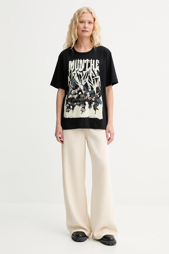 MUNTHE tricou din bumbac PRIZE 252110325260 negru AW25