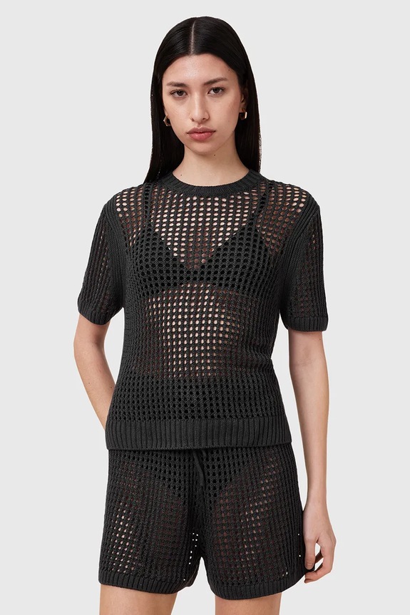Blúzka AllSaints PALOMA relaxed čierna W045KC