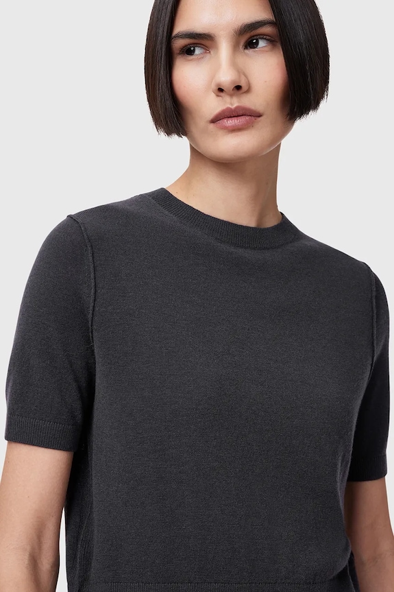 Μάλλινο μπλουζάκι AllSaints ELSIE W068KC μαύρο AW25