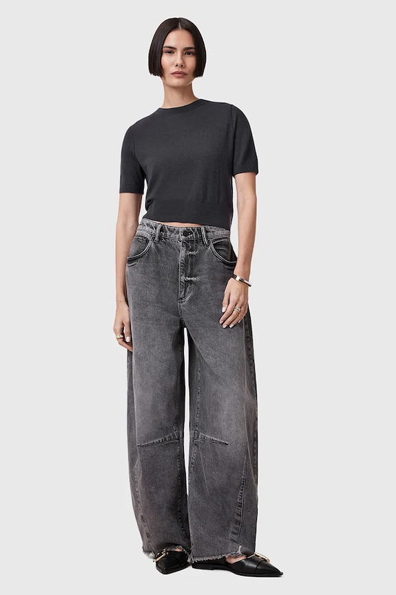 Μάλλινο μπλουζάκι AllSaints ELSIE μαύρο W068KC