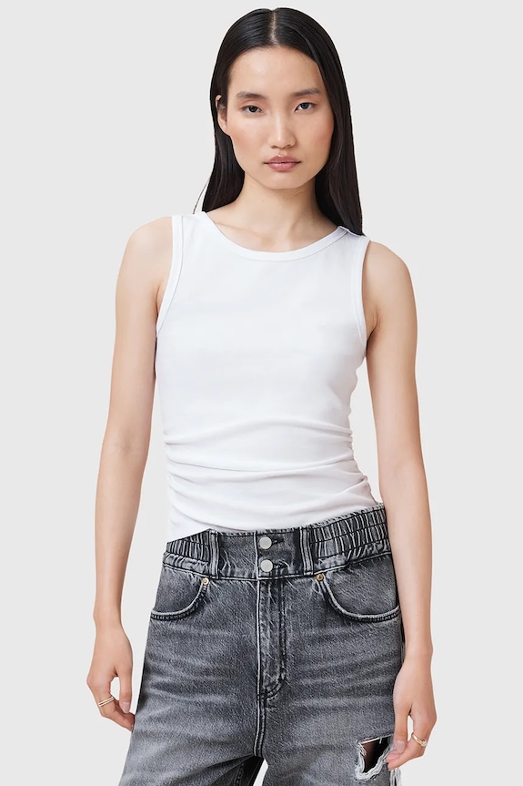 AllSaints τοπ γυναικείο βαμβακερό με ελαστάν KATARINA slim λευκό W192JC
