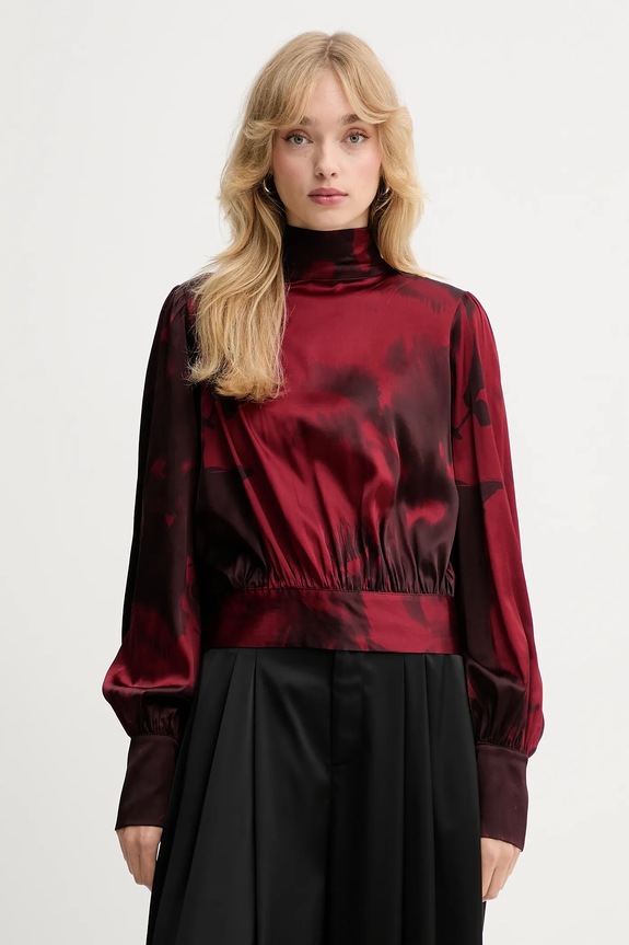 Gestuz bluză cu modele burgundia 10910632