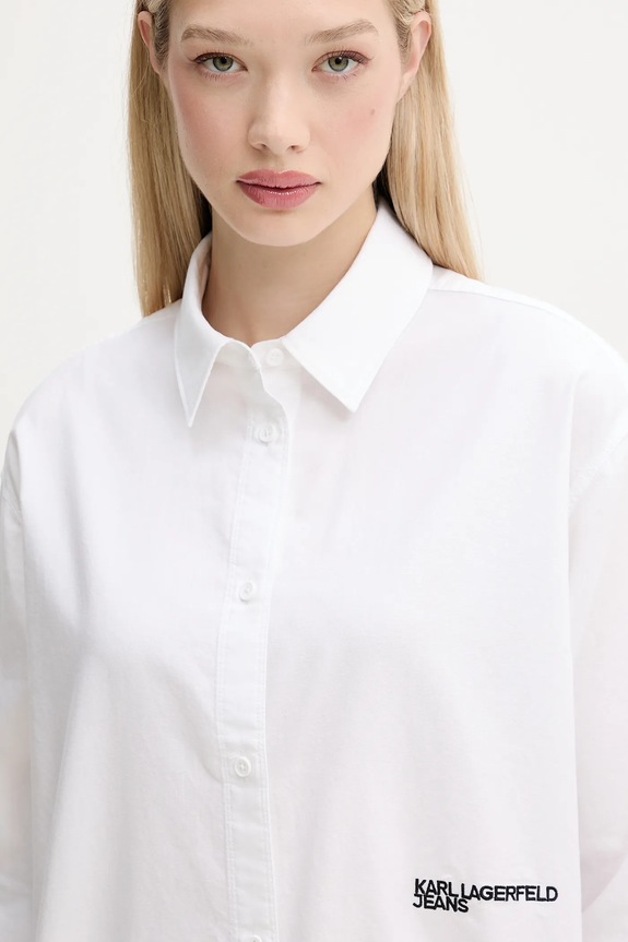 Βαμβακερό πουκάμισο Karl Lagerfeld Jeans λευκό A3W11010