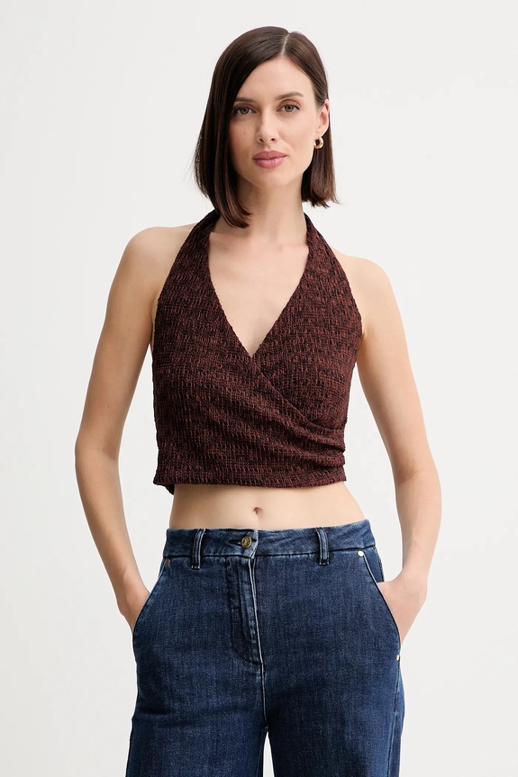 Guess top NALENY cu modele maro W5YP18.KCYE2
