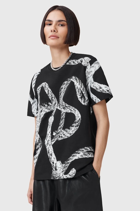 AllSaints t-shirt bawełniany HALYARD wzorzyste czarny W153JC