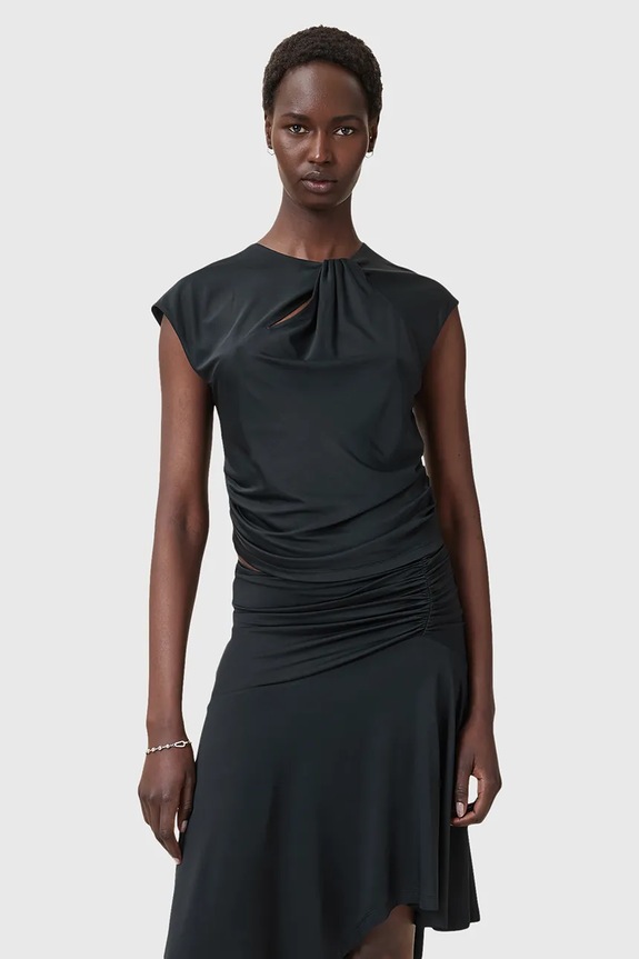 Blúzka AllSaints ANNALIE slim čierna W191JC