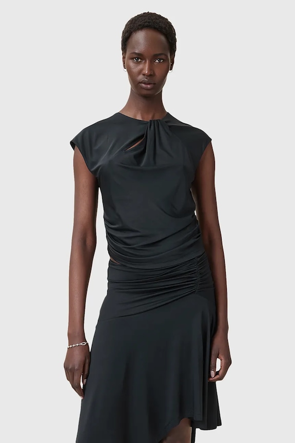 Blúzka AllSaints ANNALIE slim čierna W191JC