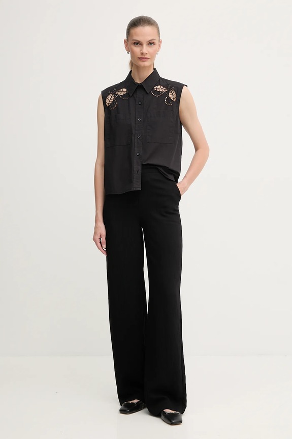 Dkny koszula bawełniana P5DM0B45 czarny AW25