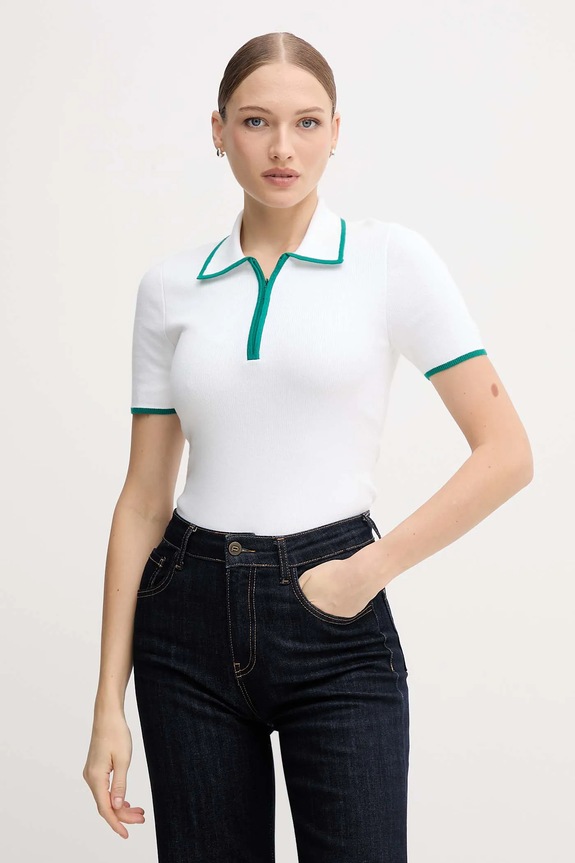 Calvin Klein Jeans tricou polo imprimeu alb LV044D304G