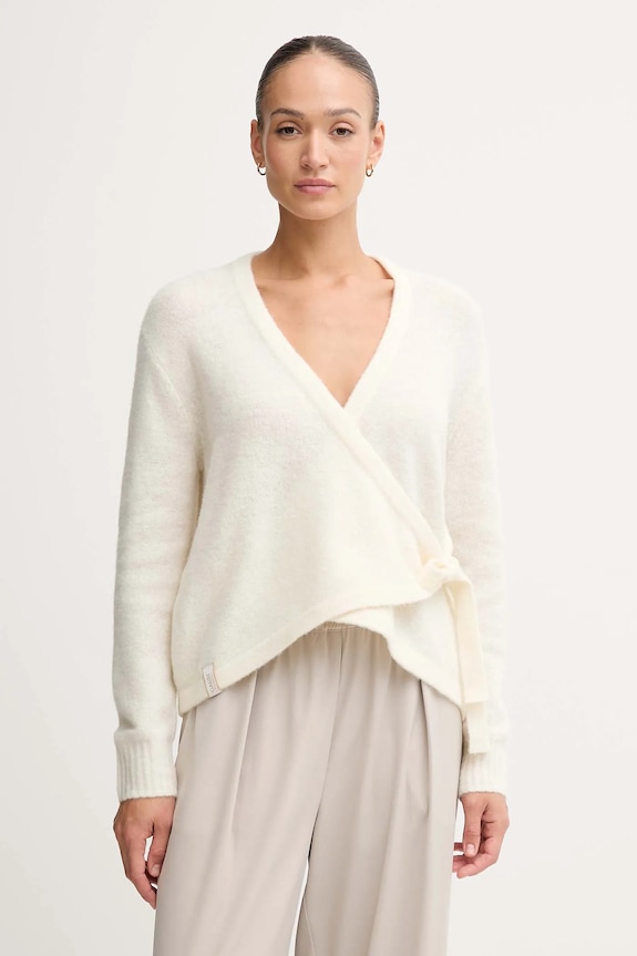 Gaudi cardigan din amestec de lână uni bej 521FD53010