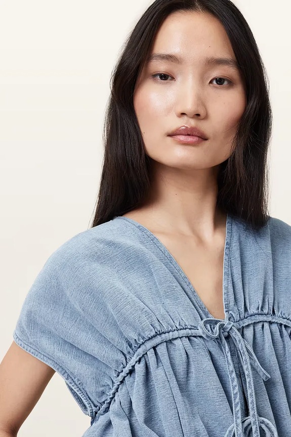 AllSaints bluzka REMY W093PC niebieski AW25