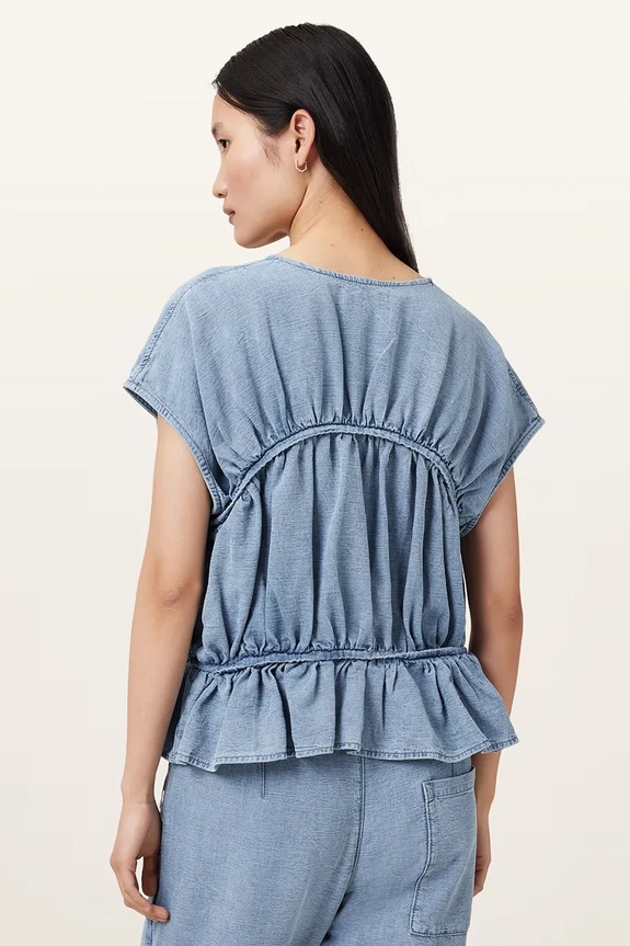 AllSaints bluzka REMY niebieski W093PC