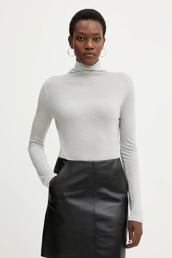 Majica dugih rukava s dodatkom vune BOSS Elavu slim siva 50550639
