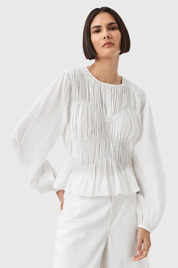 AllSaints bluză MELANI uni alb W020PD