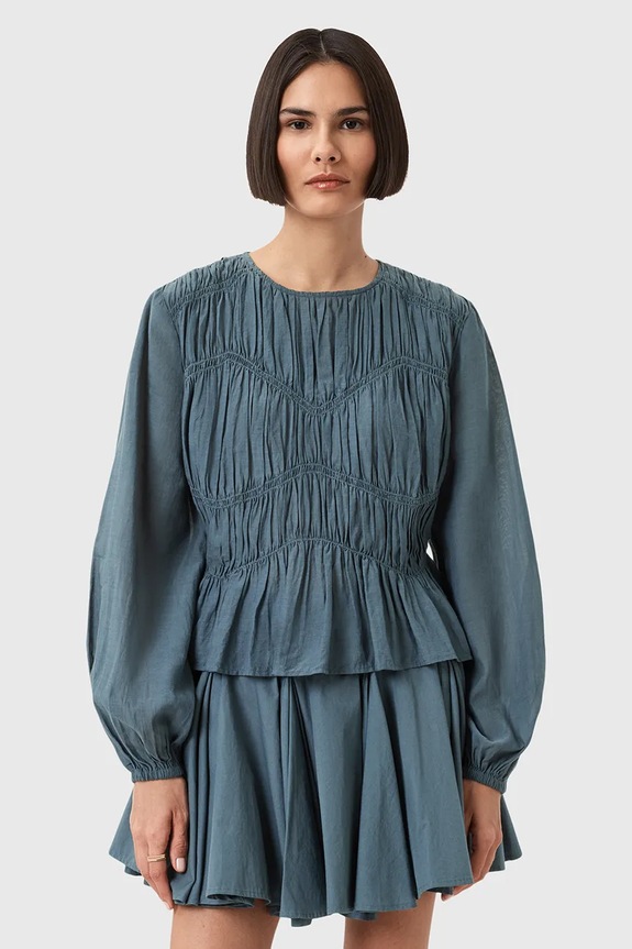AllSaints felső MELANI hosszú kék W020PD