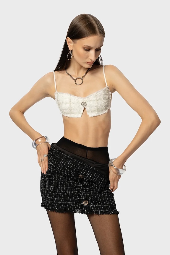 Halenka GOD SAVE QUEENS EXECUTIVE TWEED TOP na ramínkách bílá GSQ.155.110