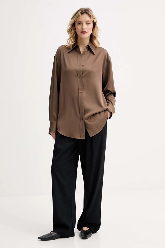 Košeľa Filippa K 31633.FK hnedá AW25