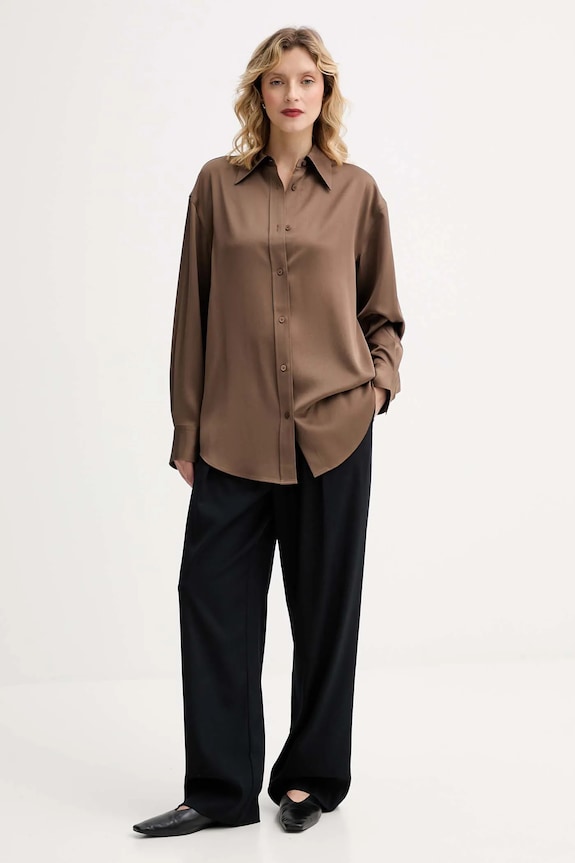 Košeľa Filippa K 31633.FK hnedá AW25