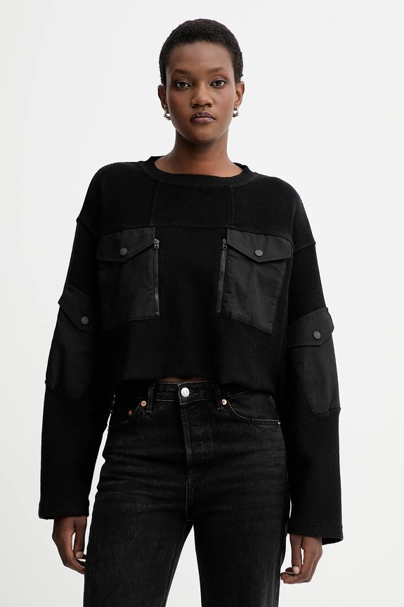 G-Star hanorac de bumbac Multi pkt mix loose cropped uni negru D27168.E312